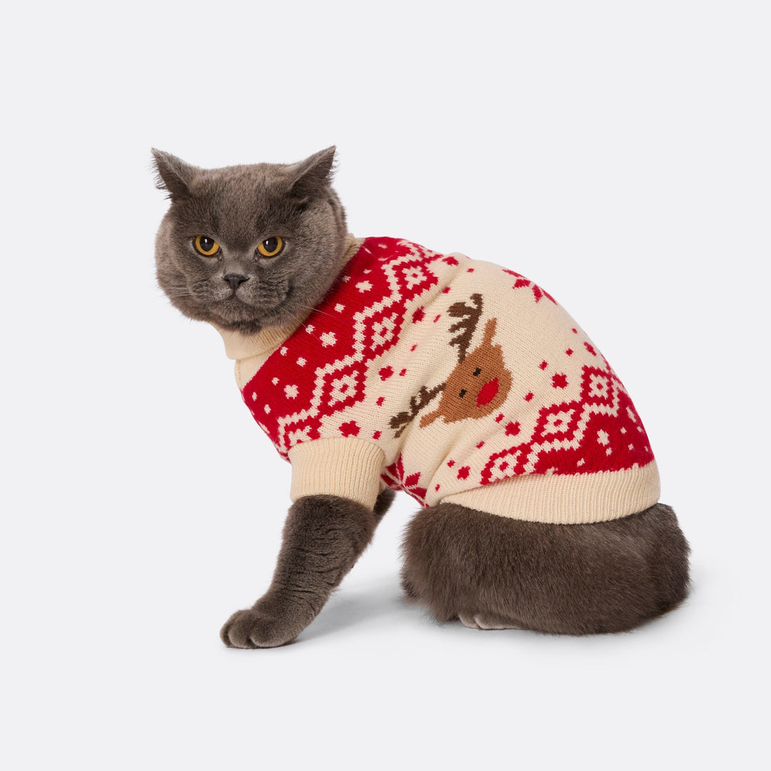 Cats' Red Retro Reindeer Christmas Sweater