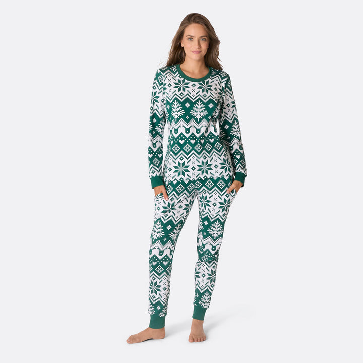 Women's Green Christmas Knit Christmas Pyjamas