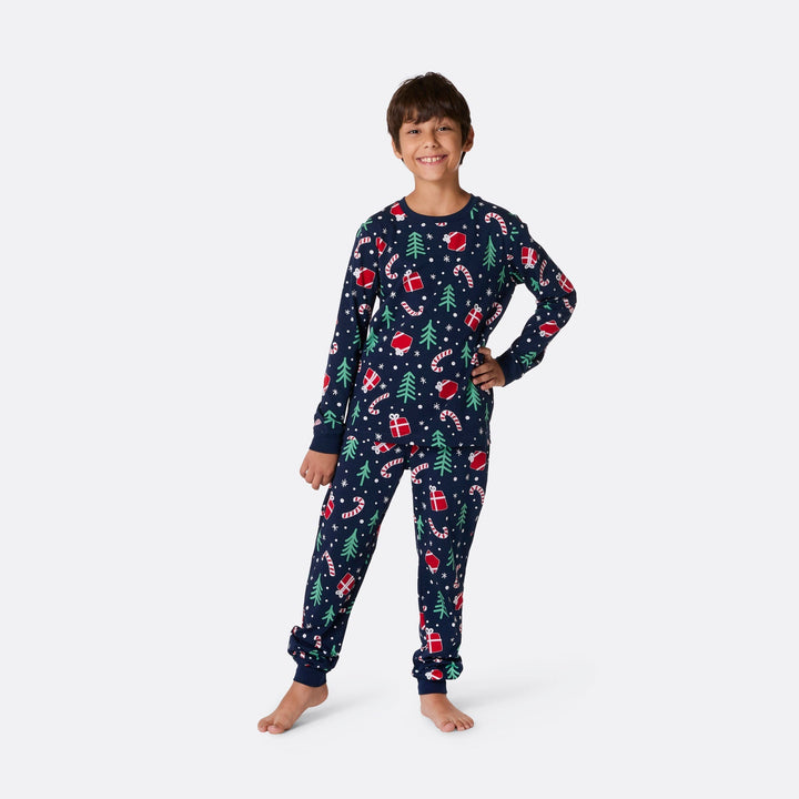 Kids' Blue Christmas Pattern Christmas Pyjamas