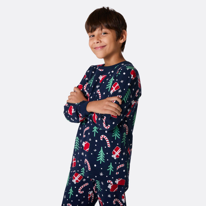 Kids' Blue Christmas Pattern Christmas Pyjamas