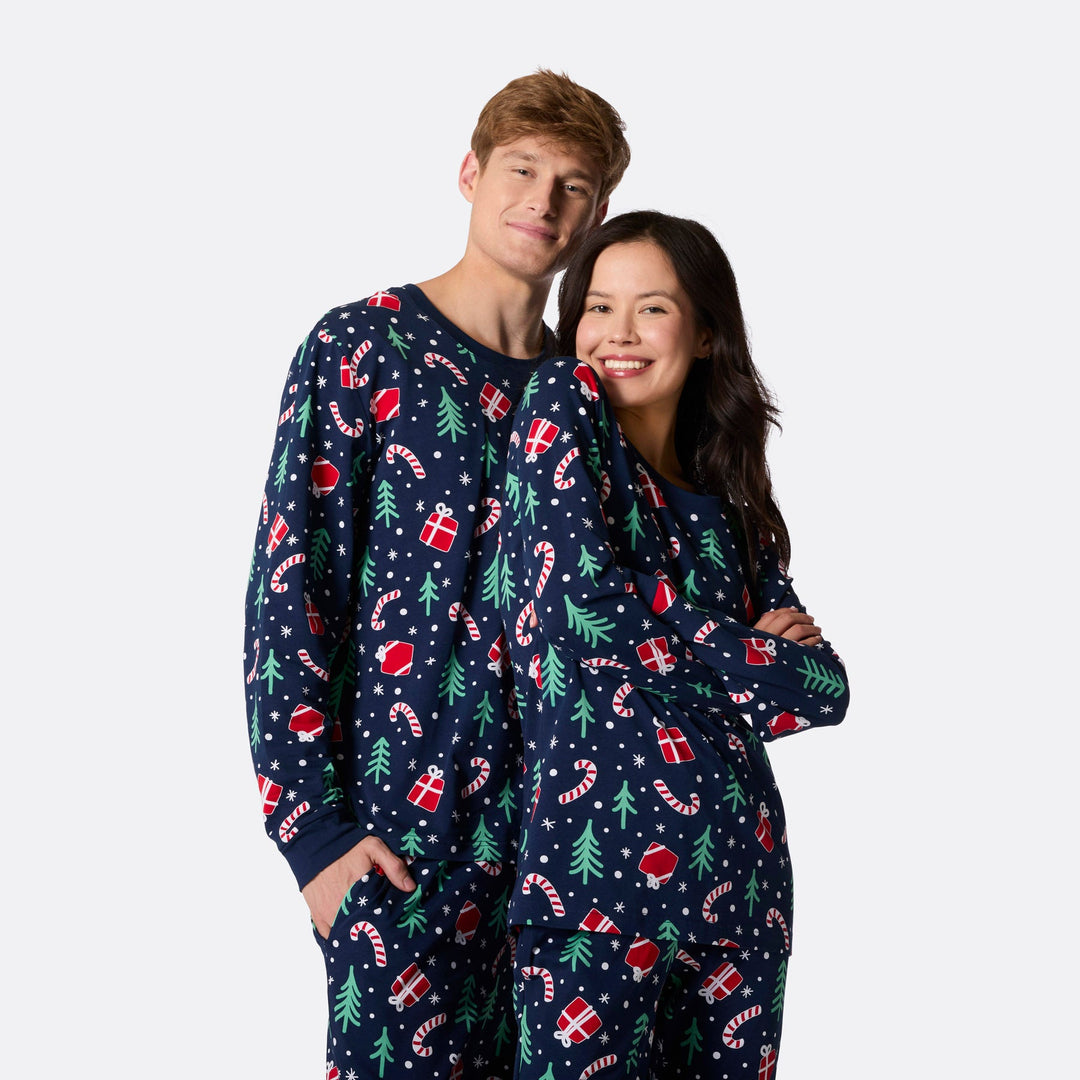 Women's Blue Christmas Pattern Christmas Pyjamas