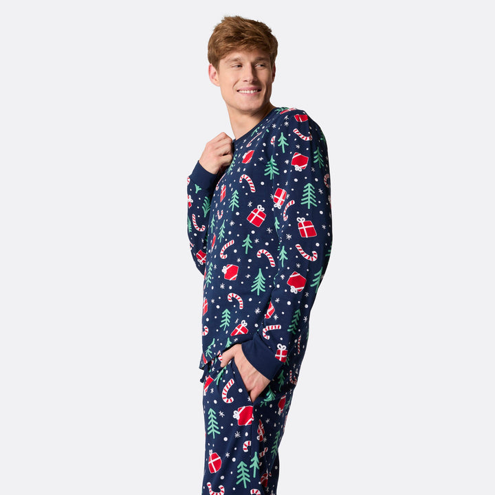 Men's Blue Christmas Pattern Christmas Pyjamas