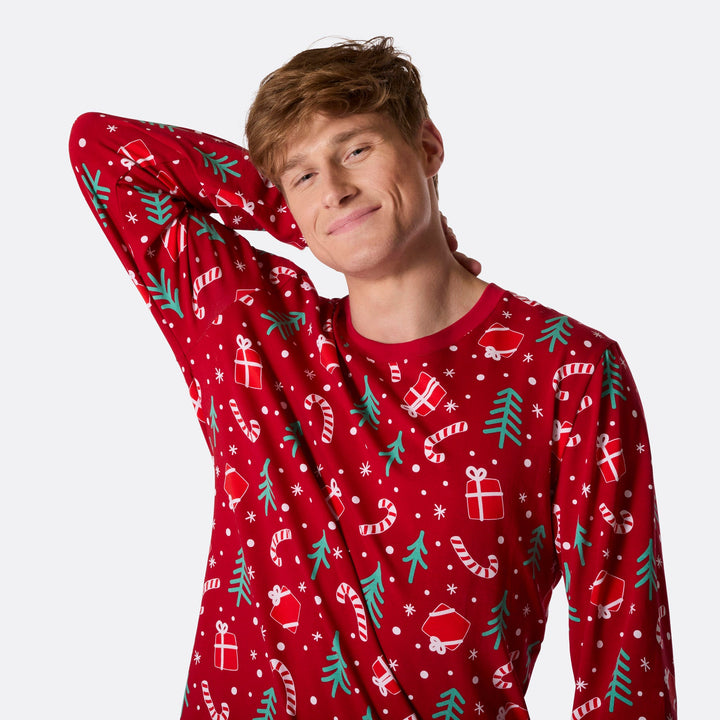 Men's Red Christmas Pattern Christmas Pyjamas