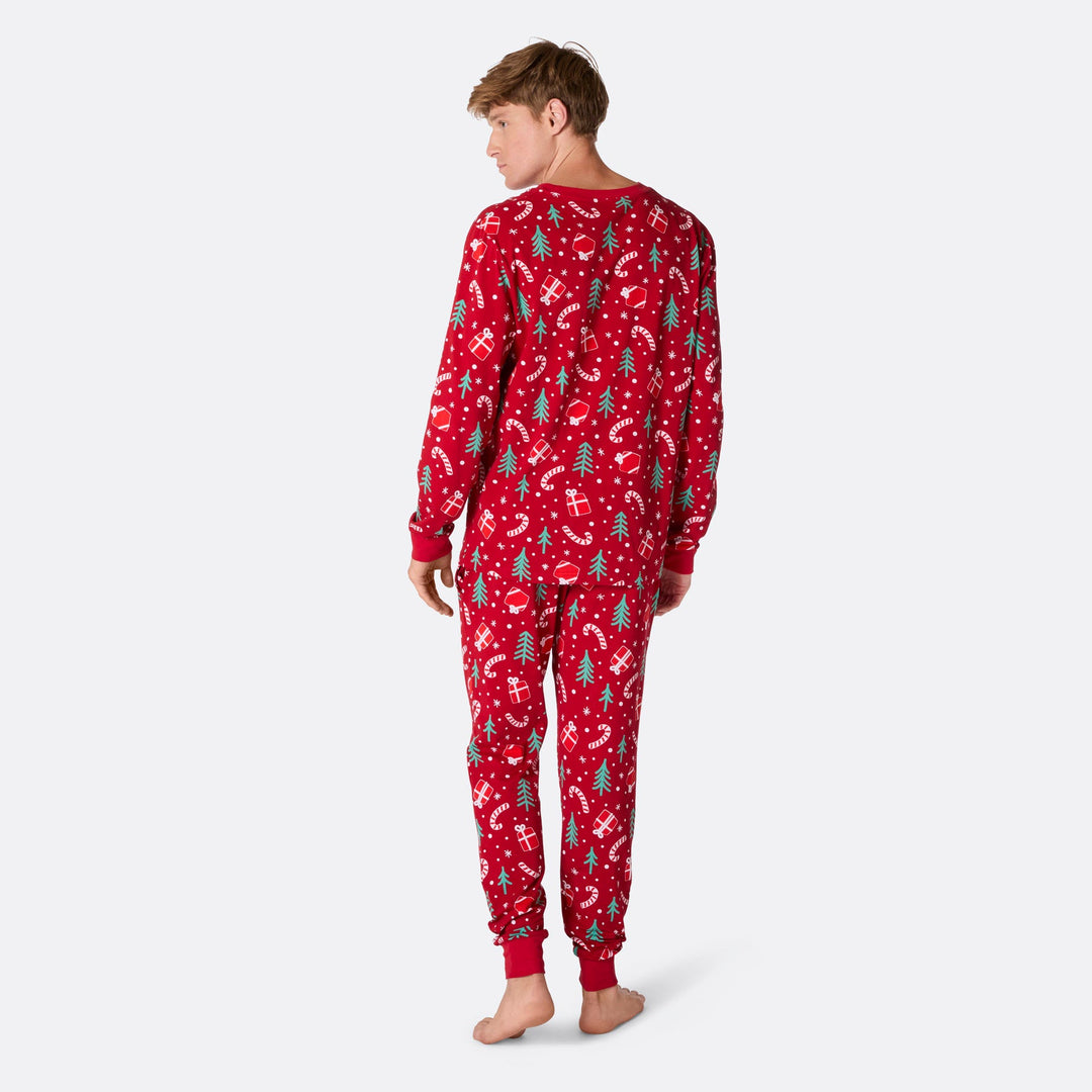 Men's Red Christmas Pattern Christmas Pyjamas