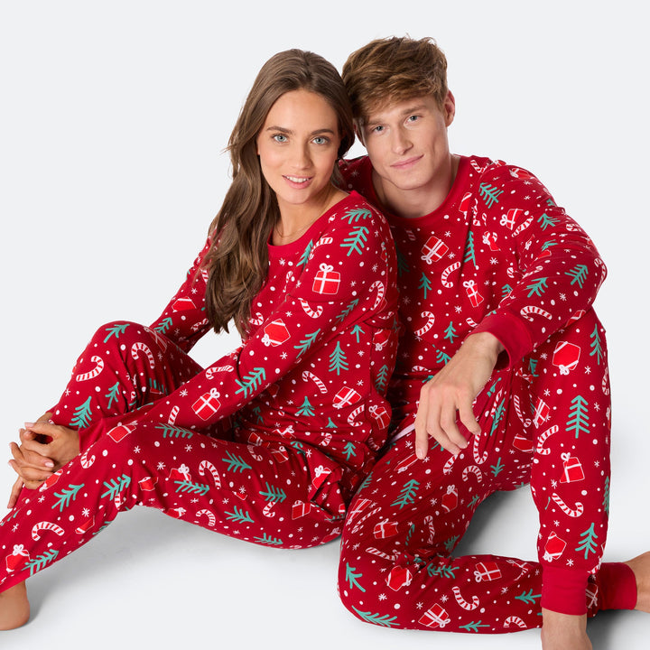 Men's Red Christmas Pattern Christmas Pyjamas