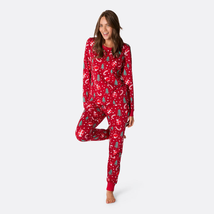 Women's Red Christmas Pattern Christmas Pyjamas