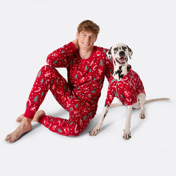 Men's Red Christmas Pattern Christmas Pyjamas