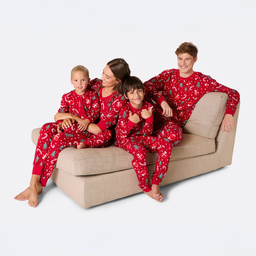 Kids' Red Christmas Pattern Overall Christmas Pyjamas