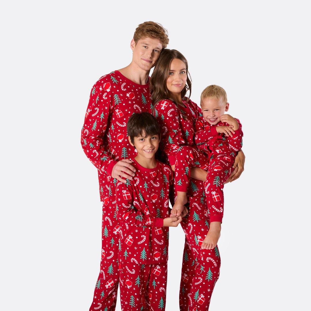 Kids' Red Christmas Pattern Overall Christmas Pyjamas