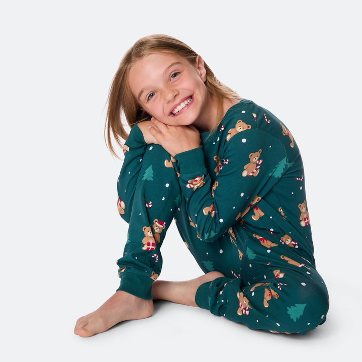 Green Teddy Bear Christmas Pyjamas Family