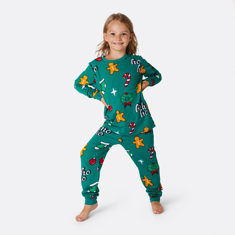 Kids' Green Hohoho Christmas Pyjamas