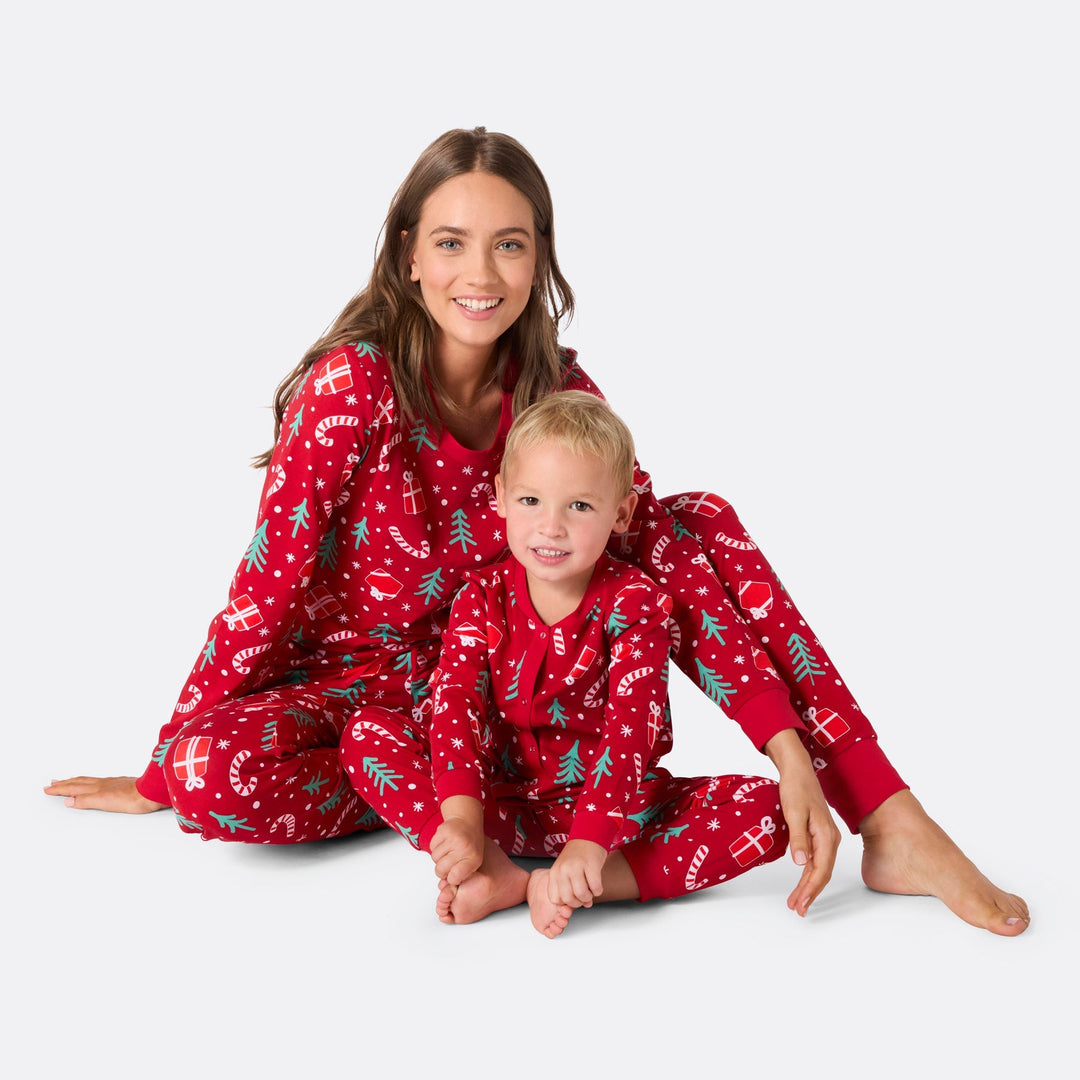 Kids' Red Hohoho Overall Christmas Pyjamas