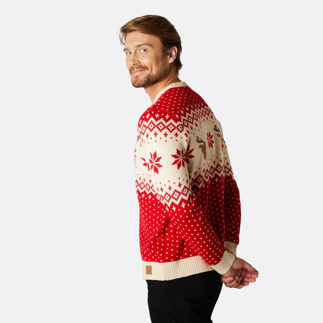 Men's Retro Reindeer Red Christmas Jumper