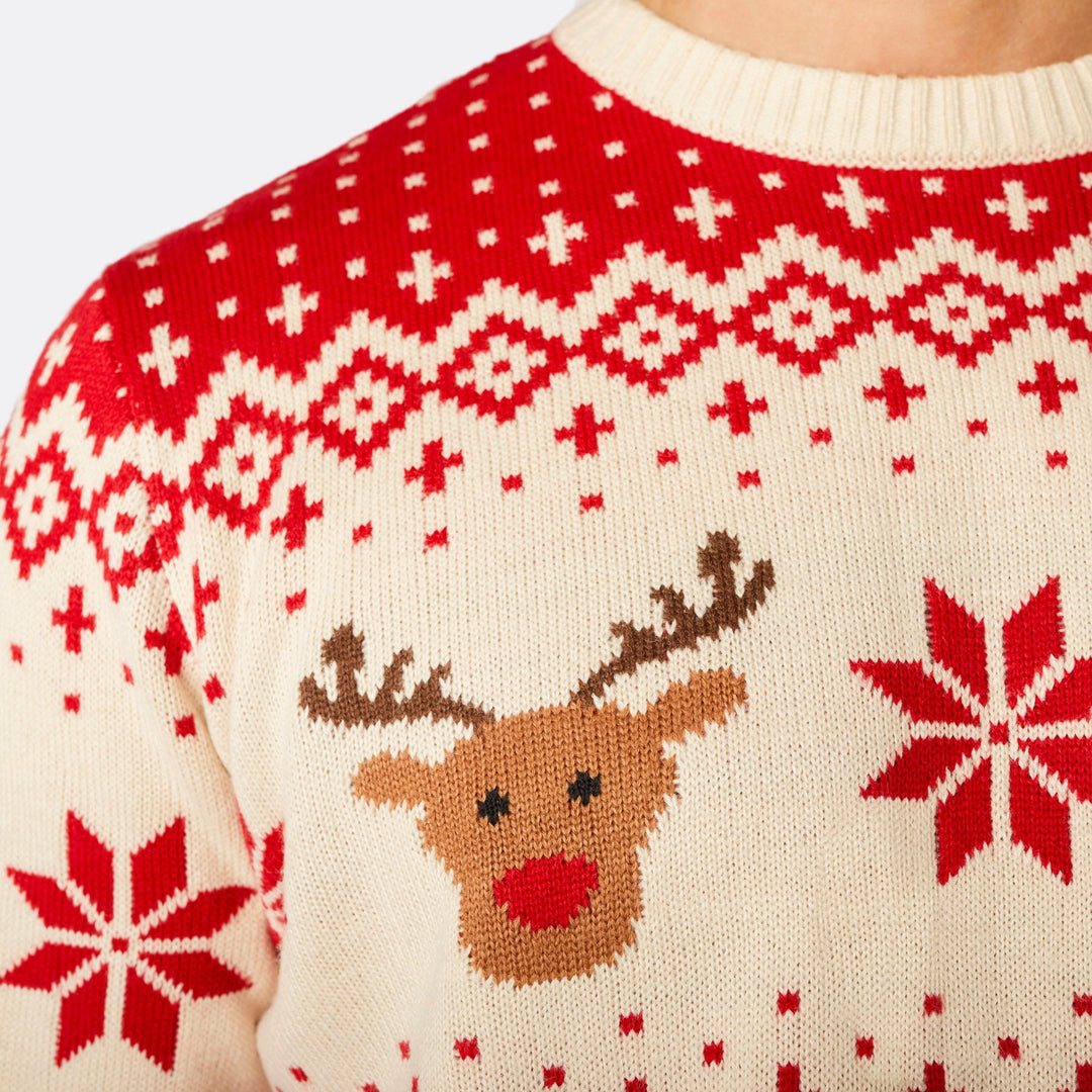 Men's Retro Reindeer Red Christmas Jumper