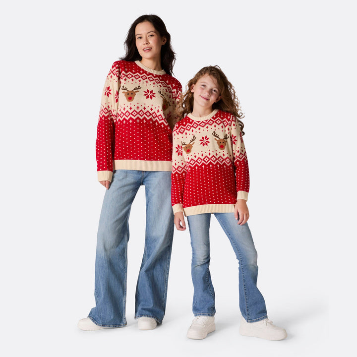 Women's Retro Reindeer Red Christmas Jumper