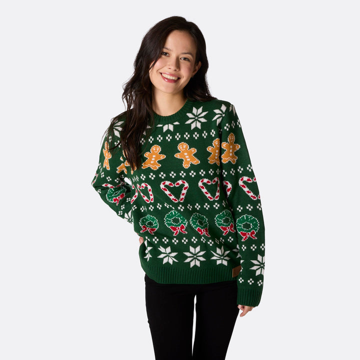 Women's Family Green Christmas Jumper