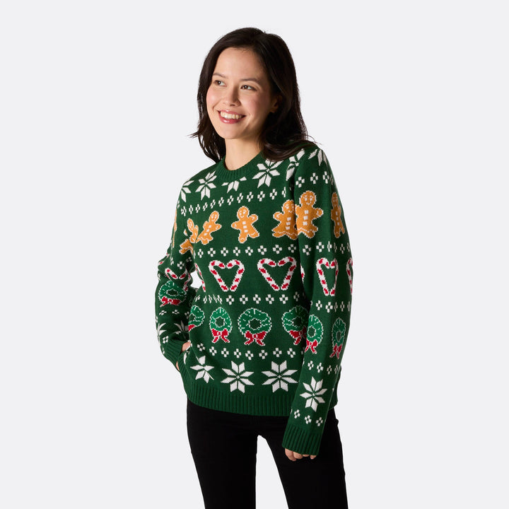 Women's Family Green Christmas Jumper