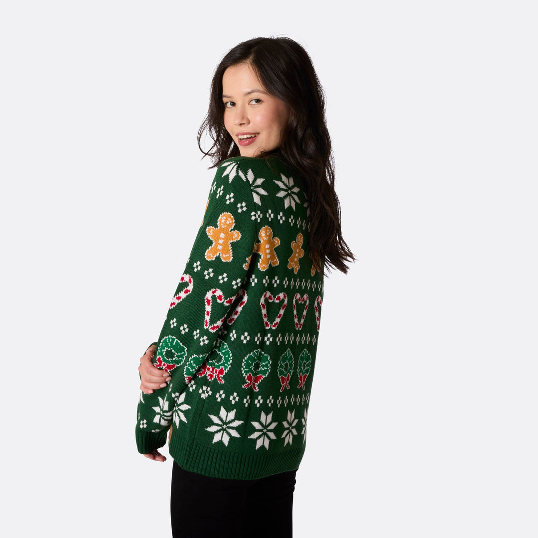 Women's Family Green Christmas Jumper