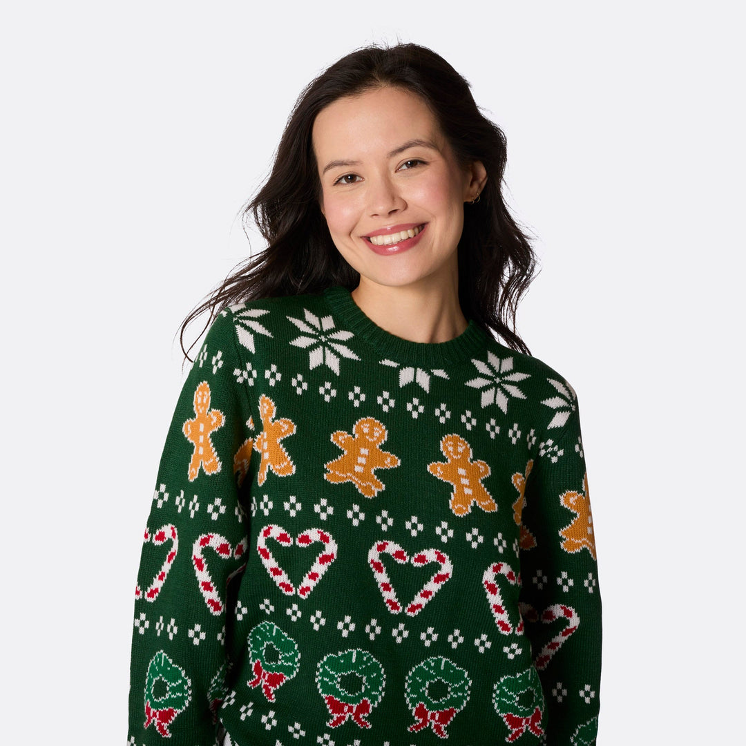 Women's Family Green Christmas Jumper