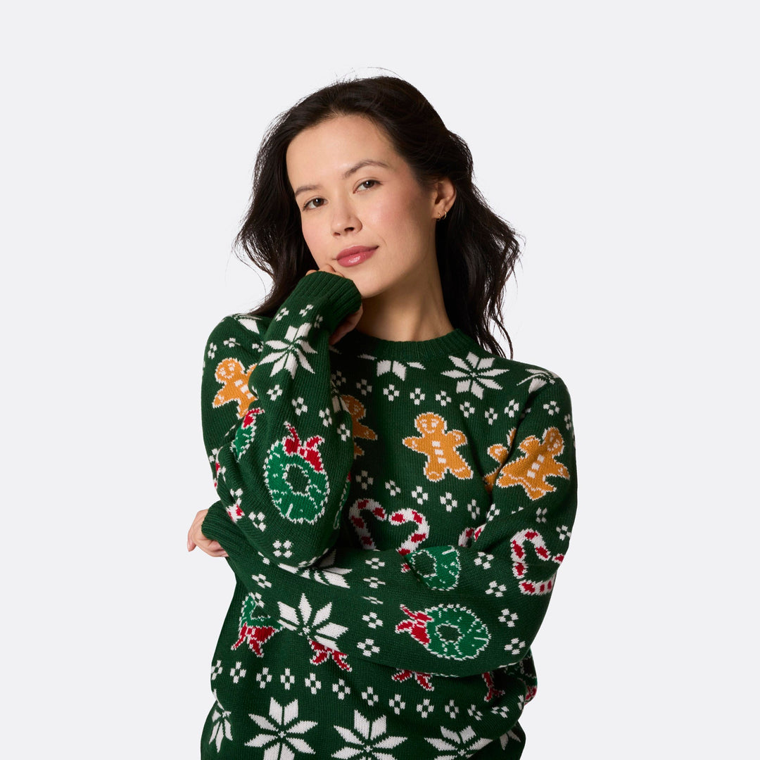 Women's Family Green Christmas Jumper