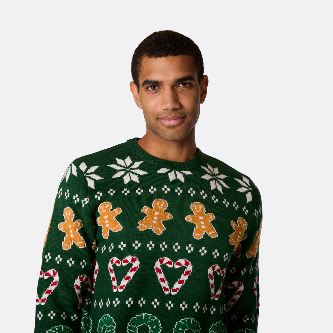 Men's Family Green Christmas Jumper