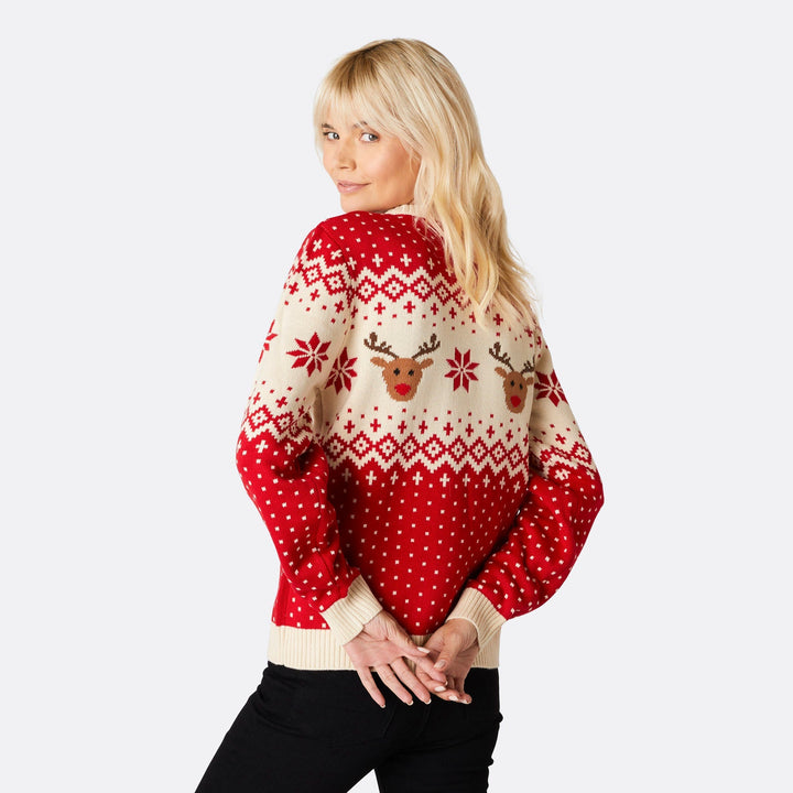 Women's Retro Reindeer Red Christmas Jumper