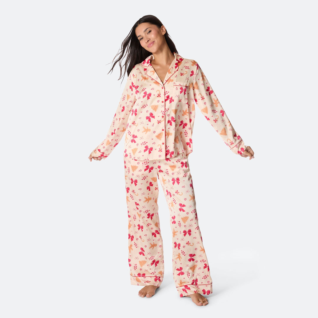 Women's Gingerbread Satin Christmas Pyjamas