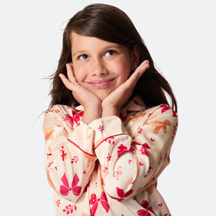 Kids' Gingerbread Satin Christmas Pyjamas