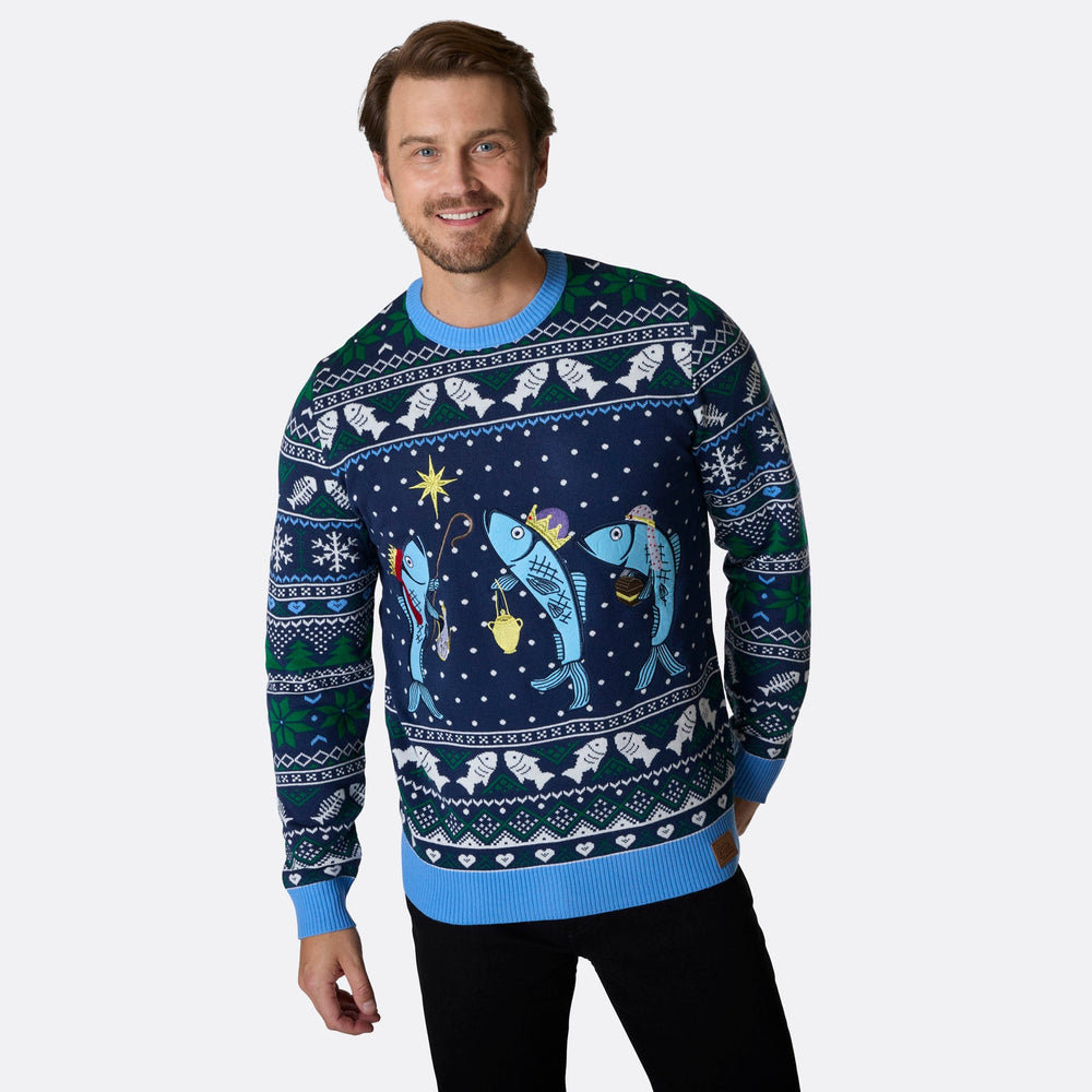 weird fish christmas jumper