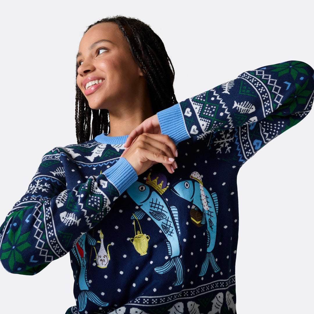 Women's Three Wise Fish Christmas Jumper