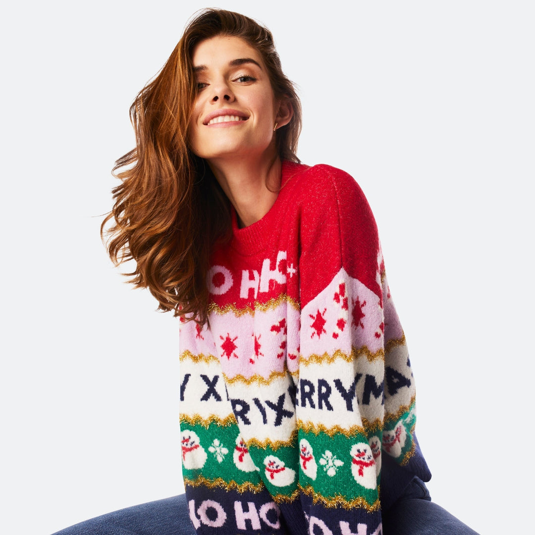 Women's Striped Oversized Christmas Jumper