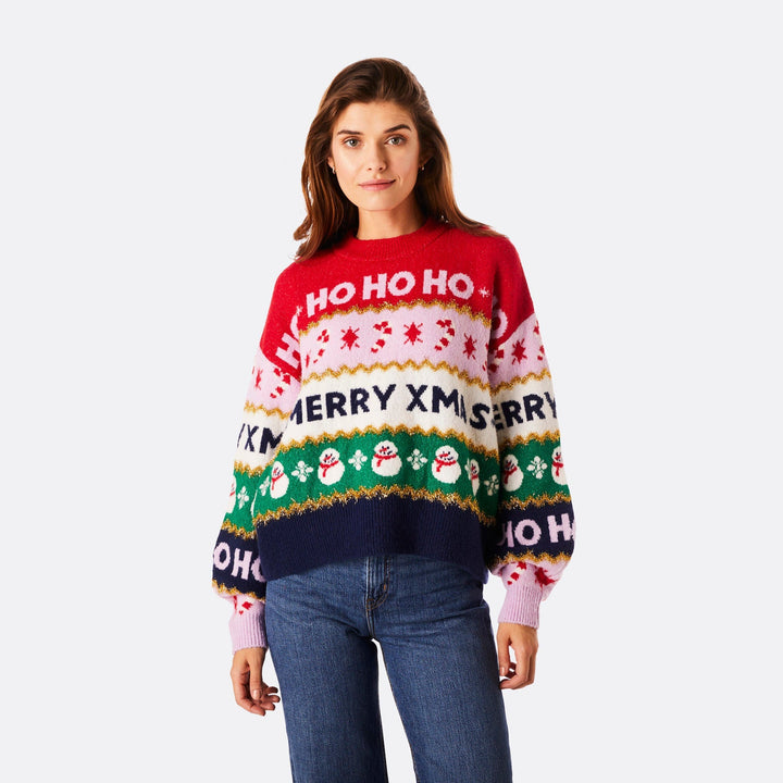 Women's Striped Oversized Christmas Jumper