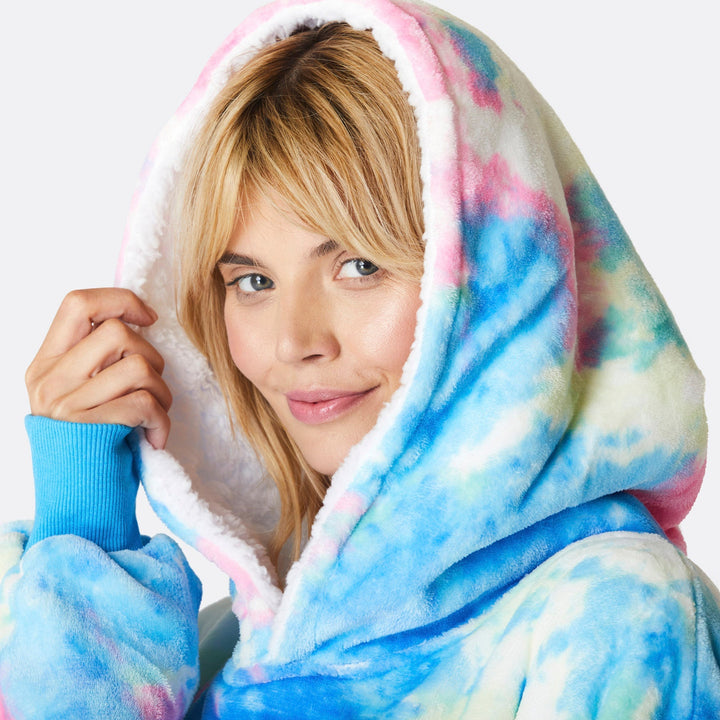 Tie-Dye Cyan HappyHoodie