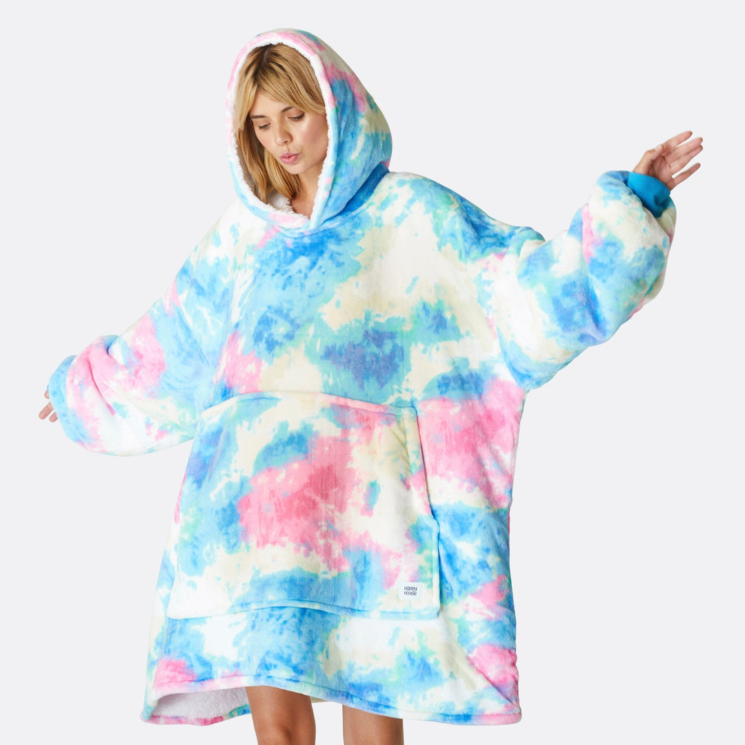 Tie-Dye Cyan HappyHoodie