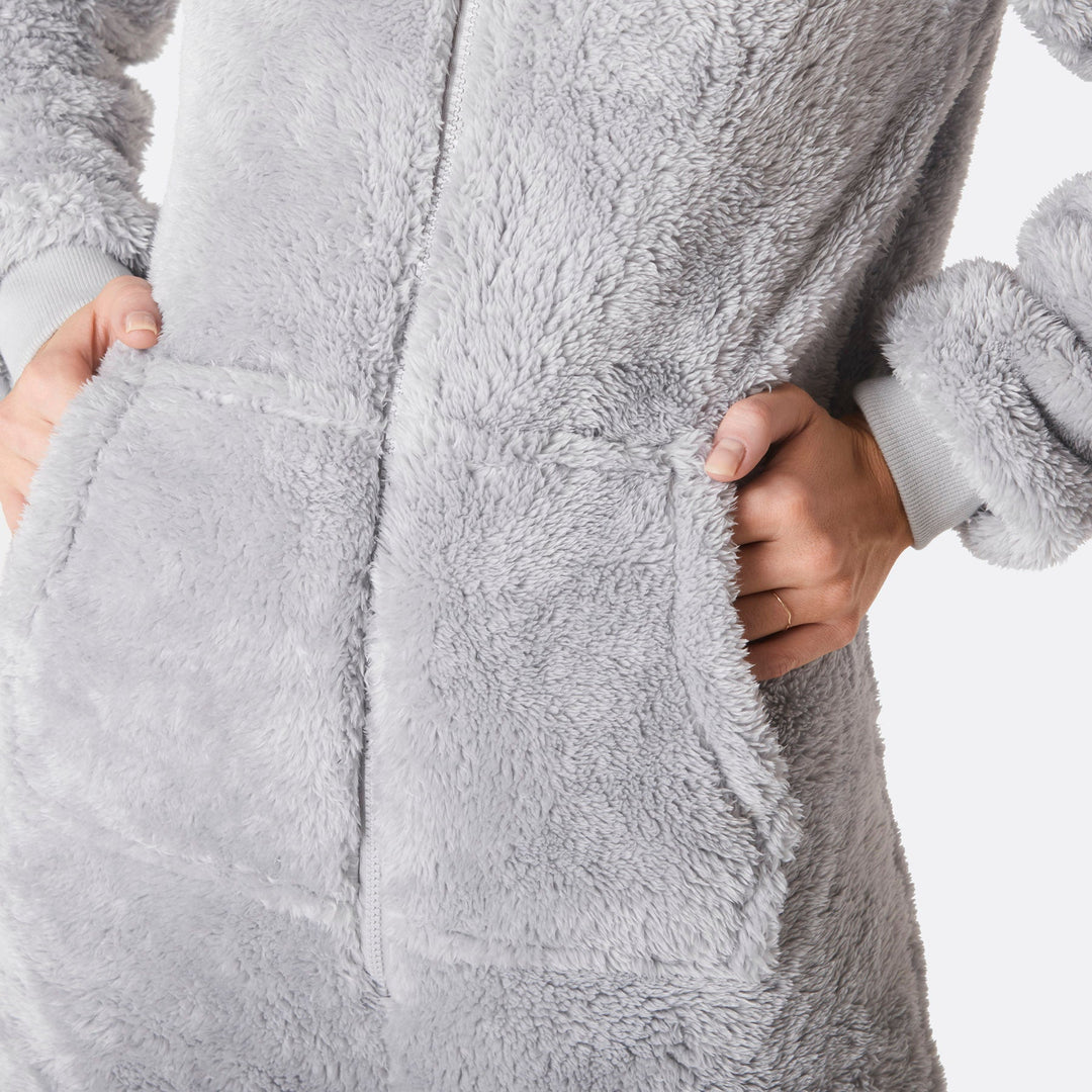 Women's Grey Teddy Bear Onesie