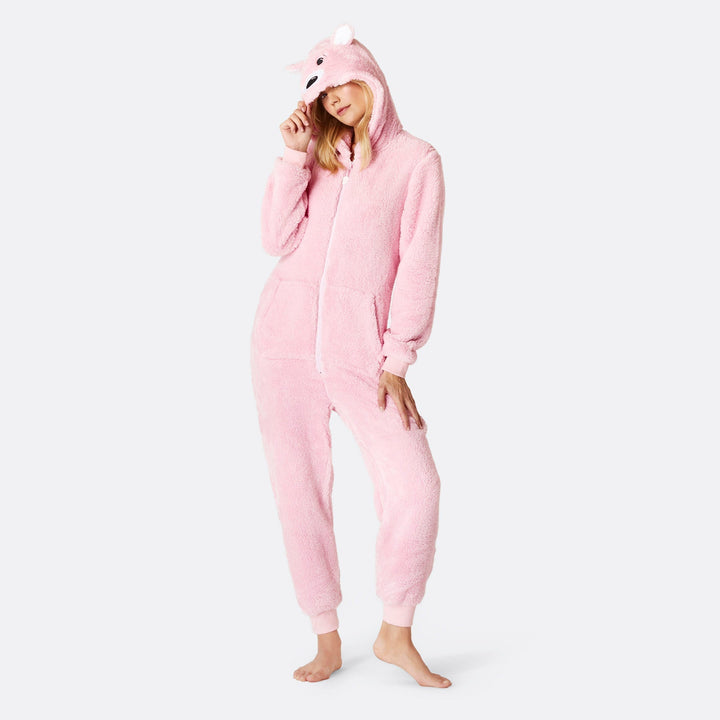 Women's Pink Teddy Bear Onesie