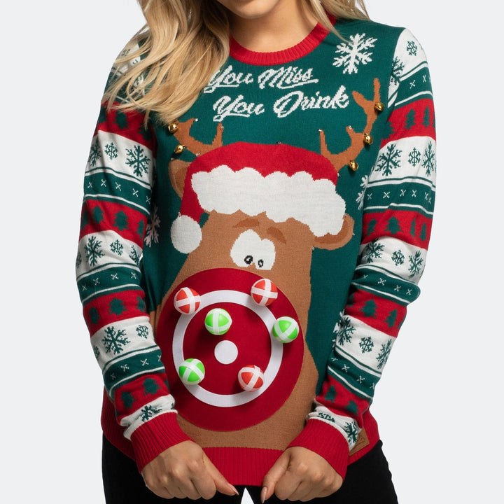 Women's You Miss, You Drink! Christmas Jumper