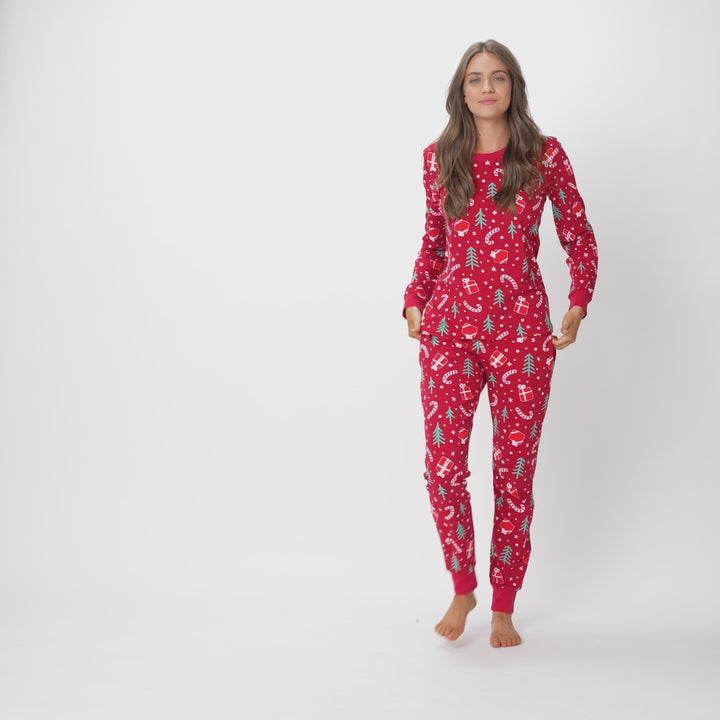 Women's Red Christmas Pattern Christmas Pyjamas