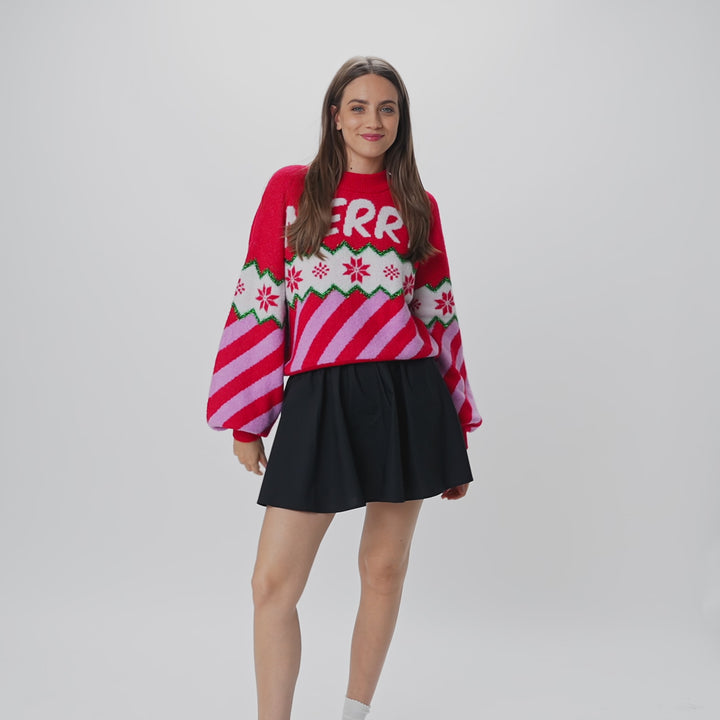Women's Merry Xmas Oversized Christmas Jumper