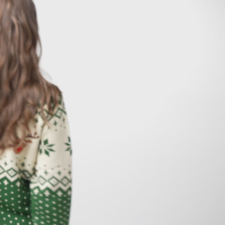 Women's Retro Reindeer Green Christmas Jumper