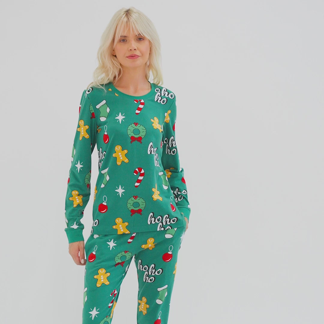 Women's Green Hohoho Christmas Pyjamas