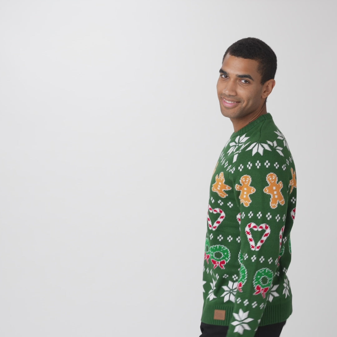 Men's Family Green Christmas Jumper