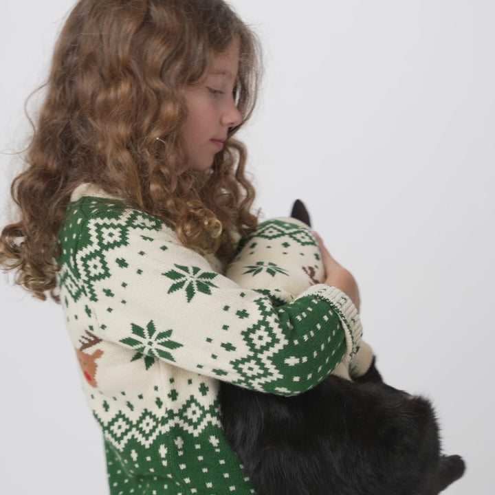 Cats' Green Retro Reindeer Christmas Jumper