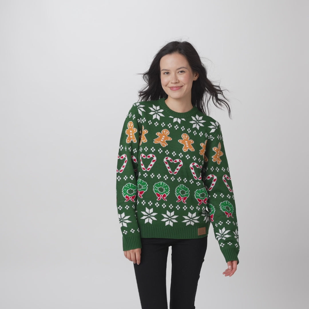 Women's Family Green Christmas Jumper